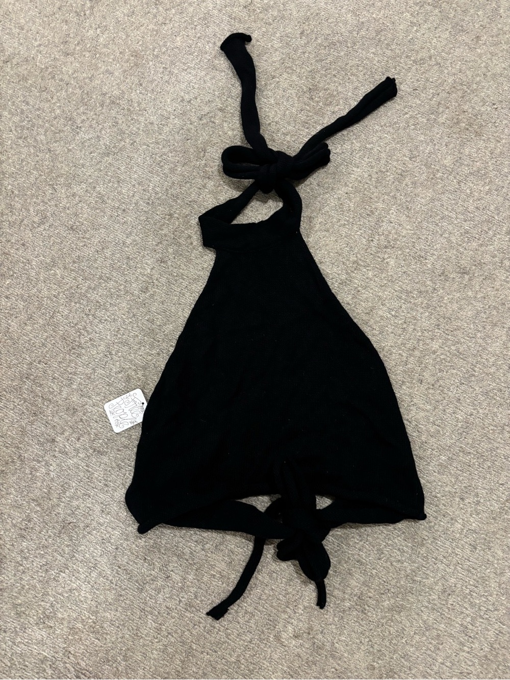Free People Black Halter Tie Crop Top - New With Tags